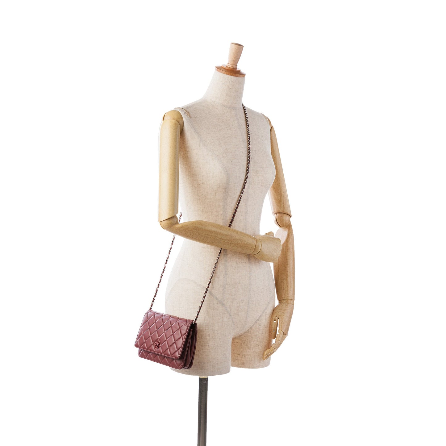 Red Chanel Classic Lambskin Wallet on Chain Crossbody Bag