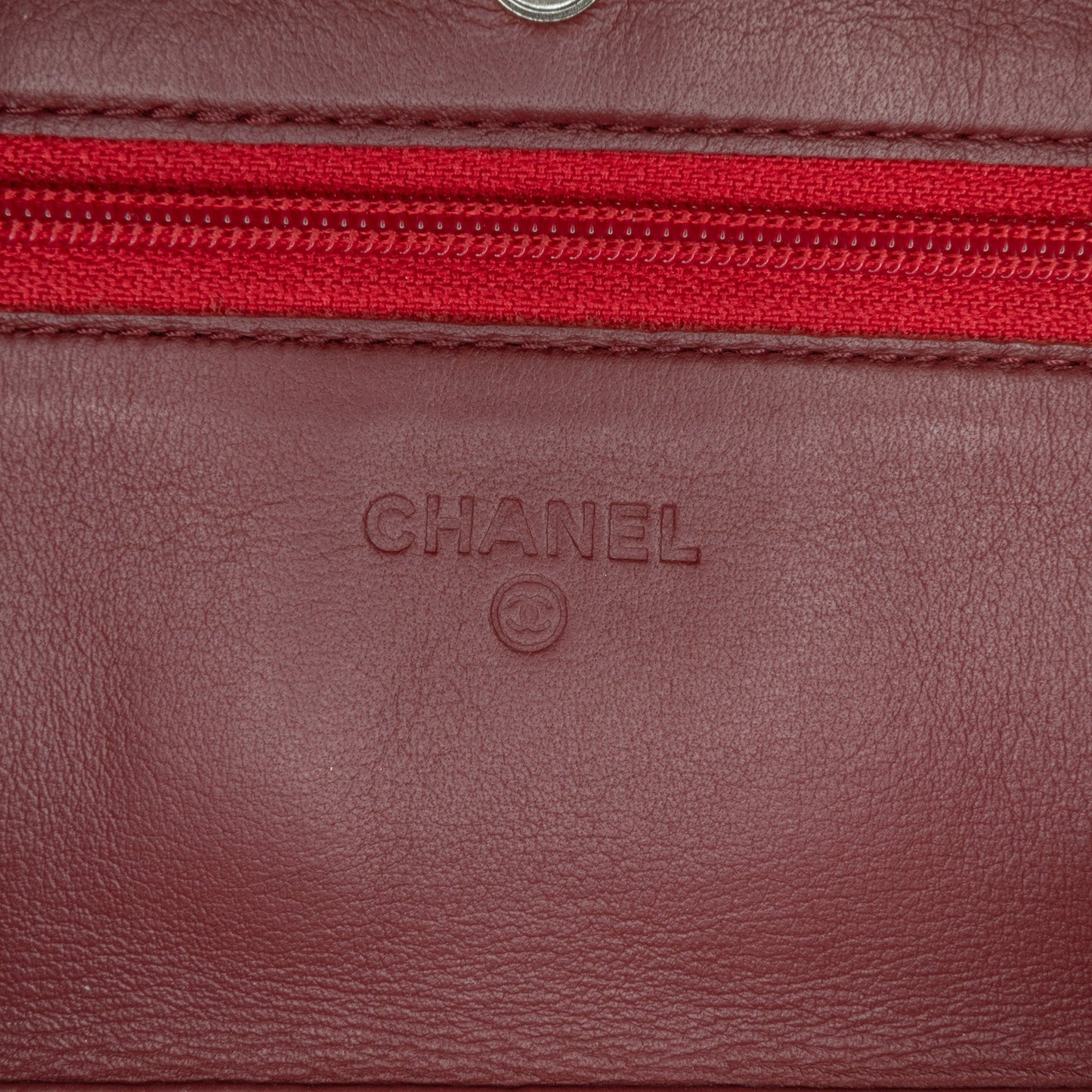 Red Chanel Classic Lambskin Wallet on Chain Crossbody Bag
