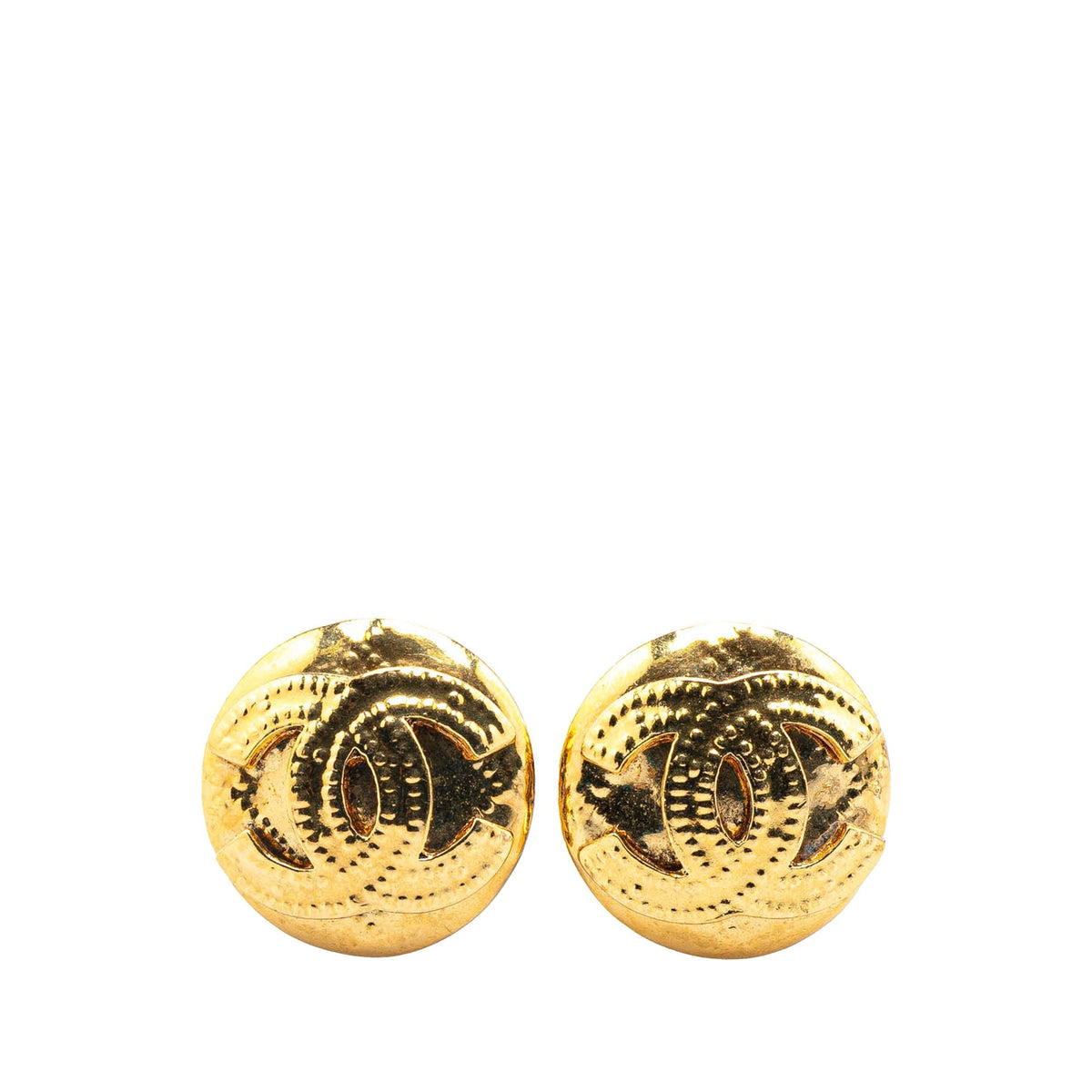 Gold Chanel Gold Plated CC Clip on Earrings