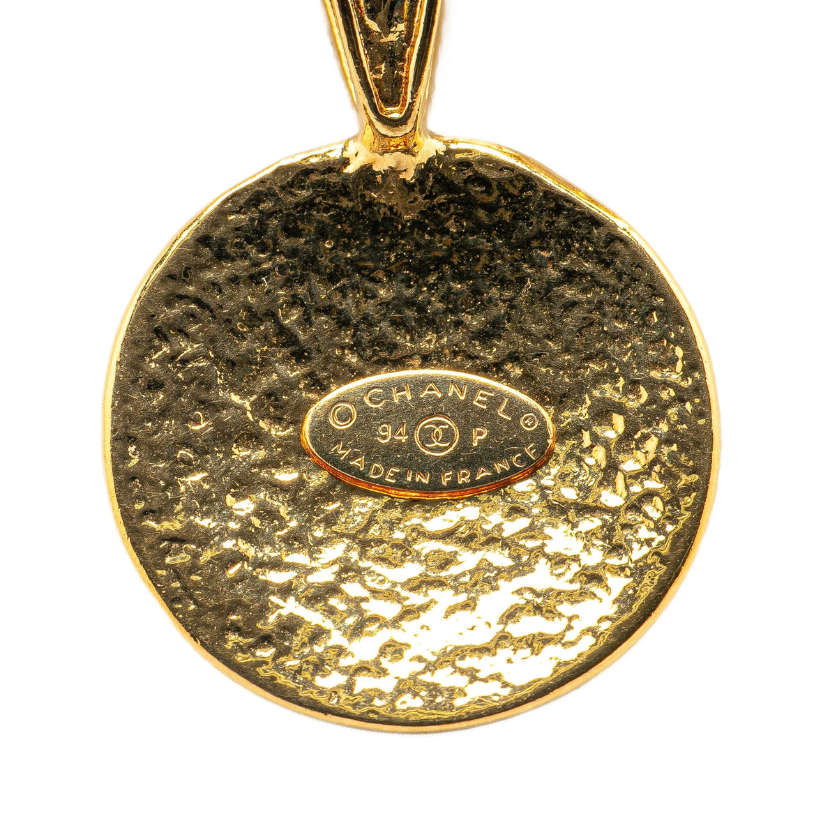Gold Chanel Gold Plated CC Round Pendant Necklace