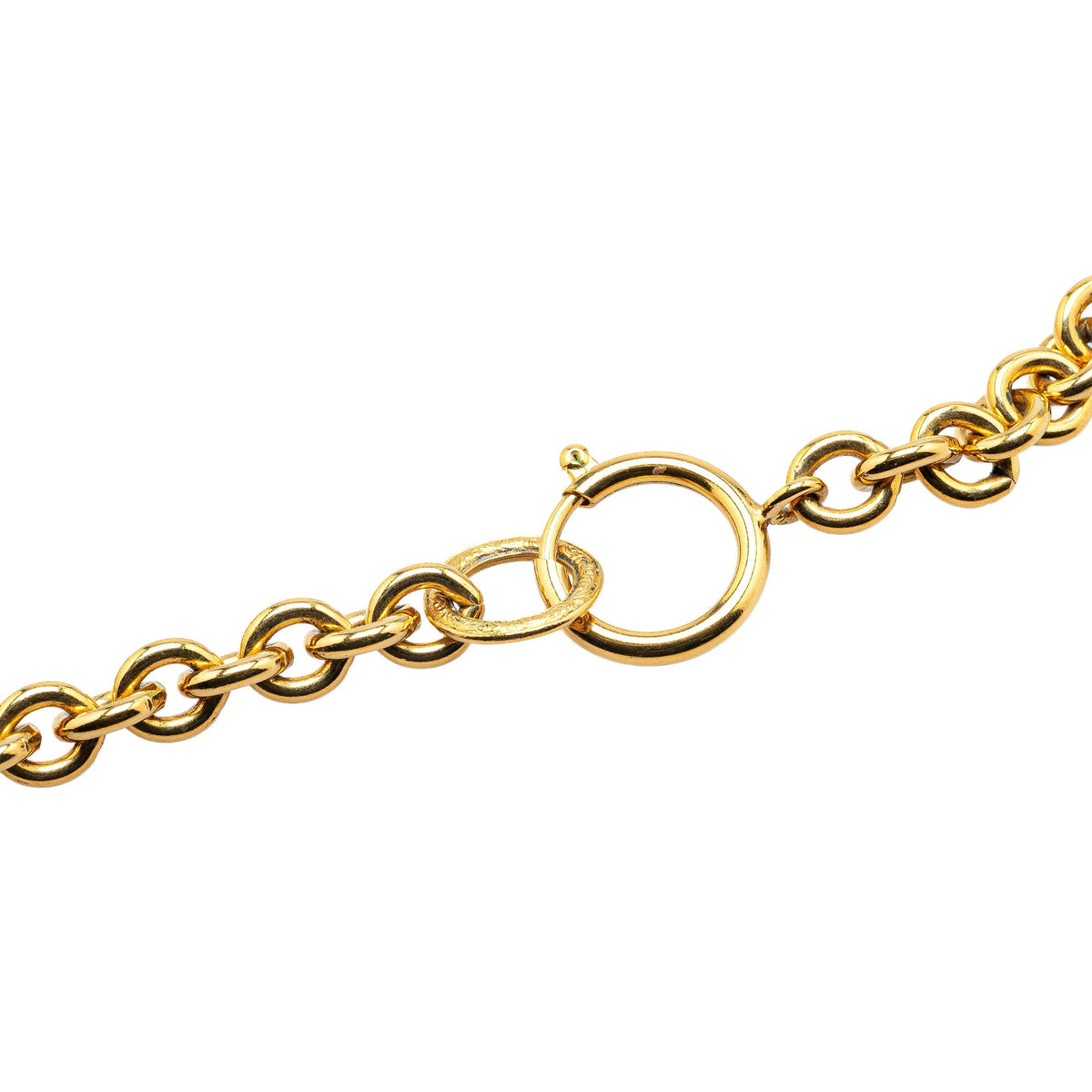 Gold Chanel Gold Plated CC Round Pendant Necklace