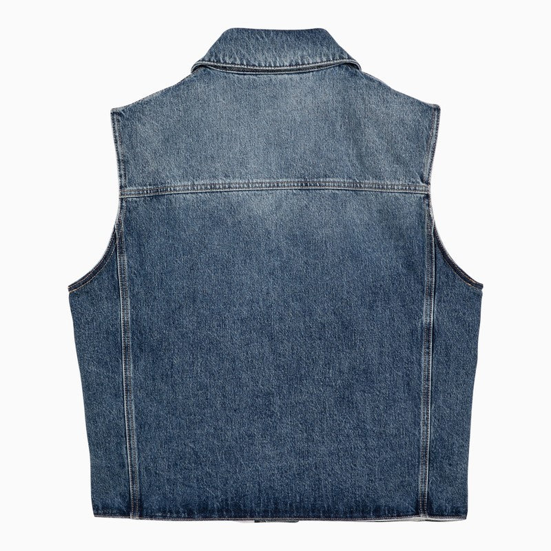 Givenchy Blue Washed-Out Denim Waistcoat Men