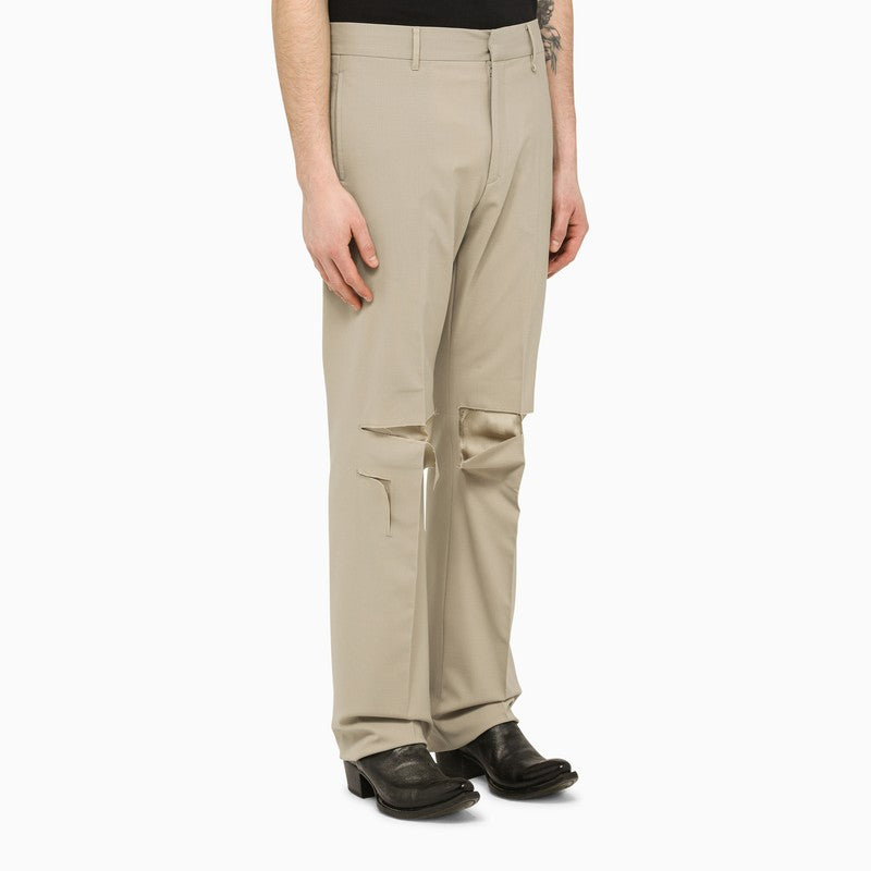 Givenchy Stone Tailored Trousers With Wear Men