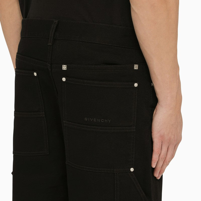 Givenchy Black Cotton Carpenter Jeans Men