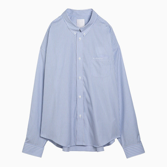 Givenchy Blue Striped Cotton Button-Down Shirt Men