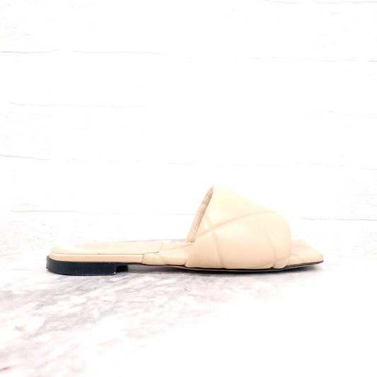 BOTTEGA VENETA NUDE QUILTED SLIDES - SIZE 36
