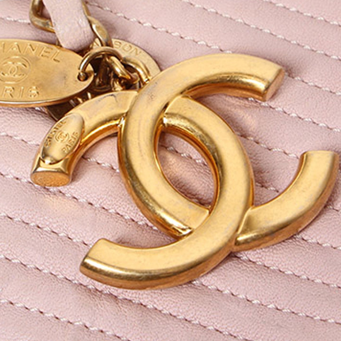 Chanel Chevron Leather Tote Bag Pink