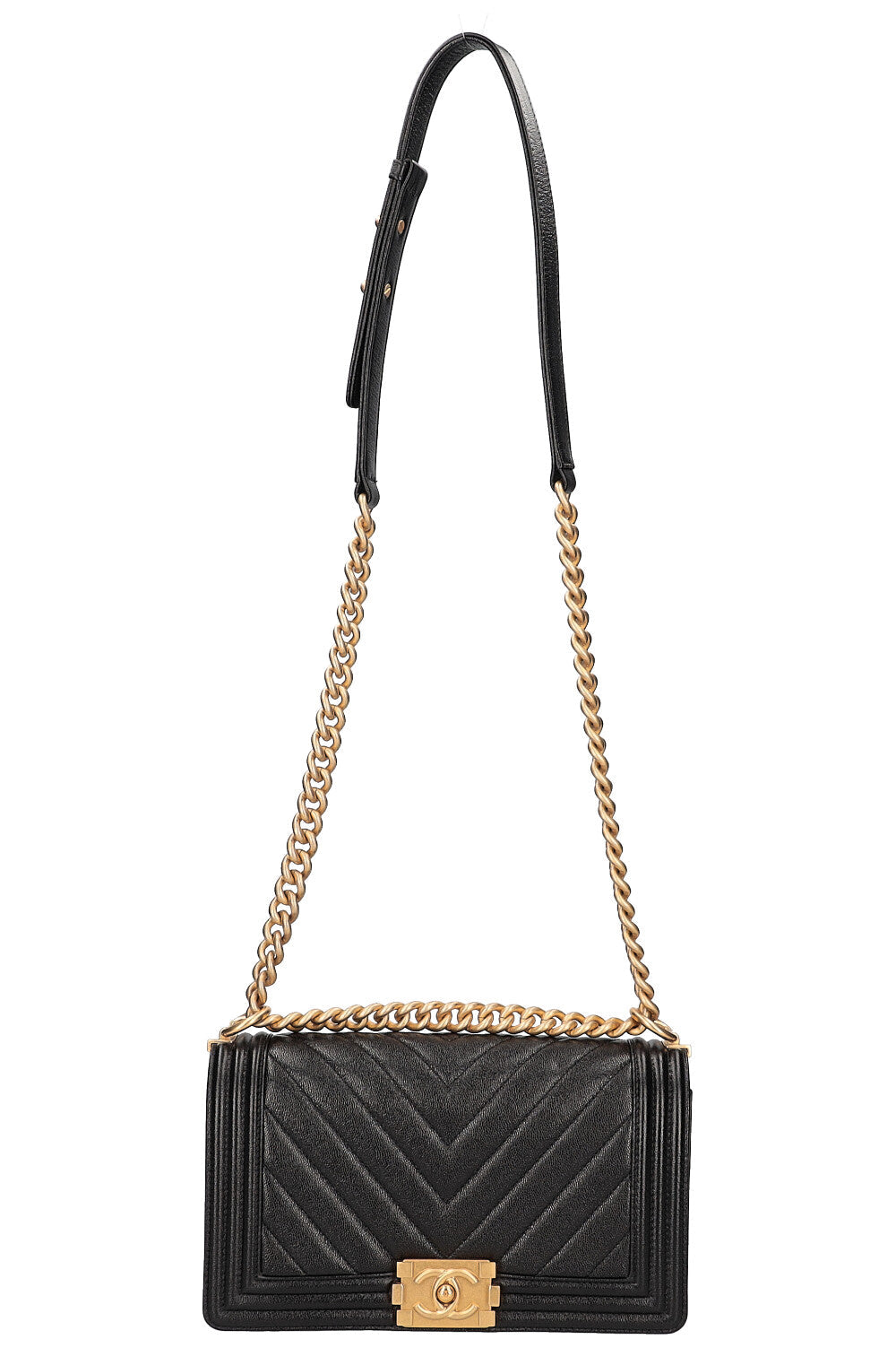 CHANEL Medium Boy Caviar Leather Crossbody Bag Black