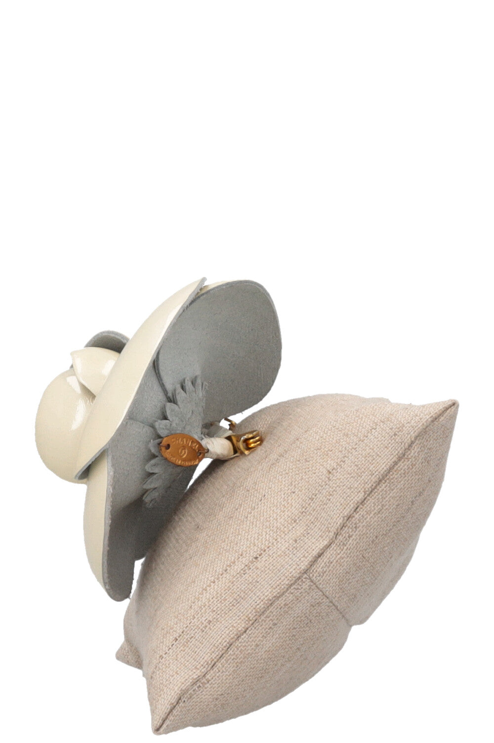 CHANEL Camellia Brooch Patent Ivory