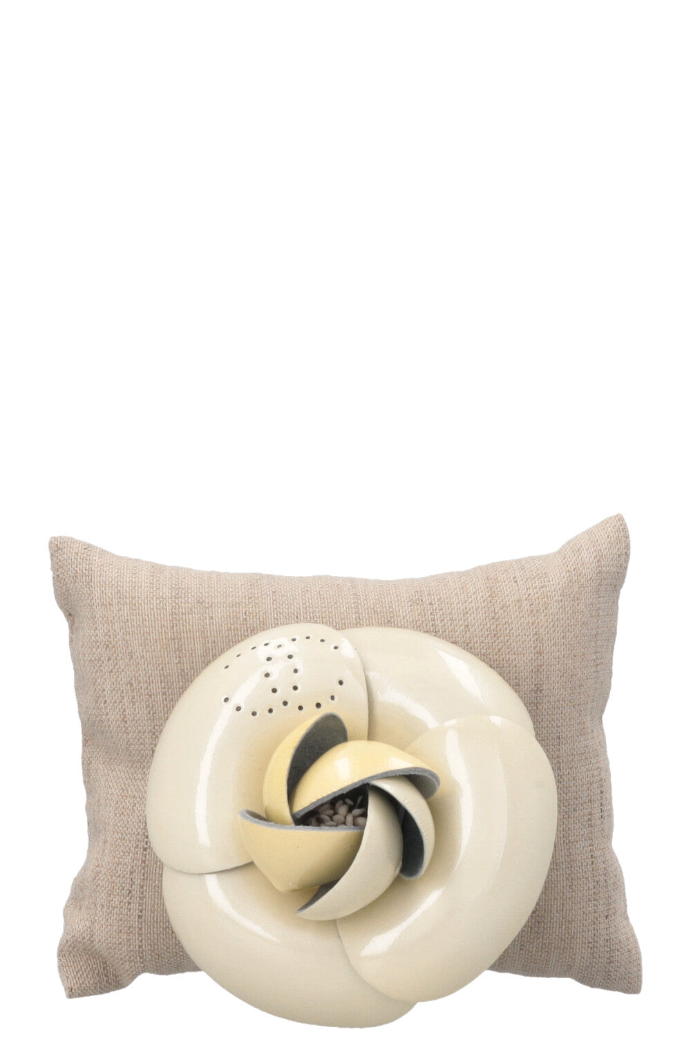 CHANEL Camellia Brooch Patent Ivory