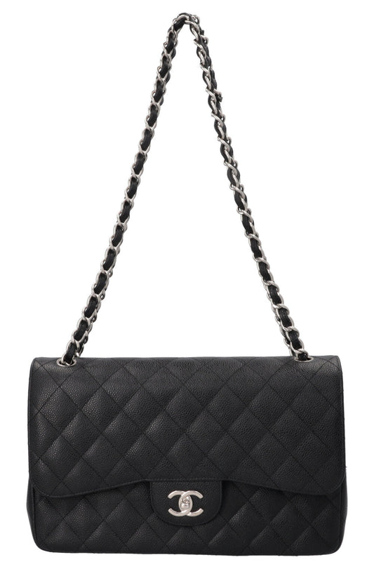 CHANEL Double Flap Bag Large Caviar Black