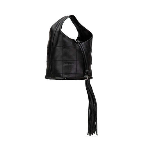 Black Chanel Calfskin Square Stitch Bucket Bag