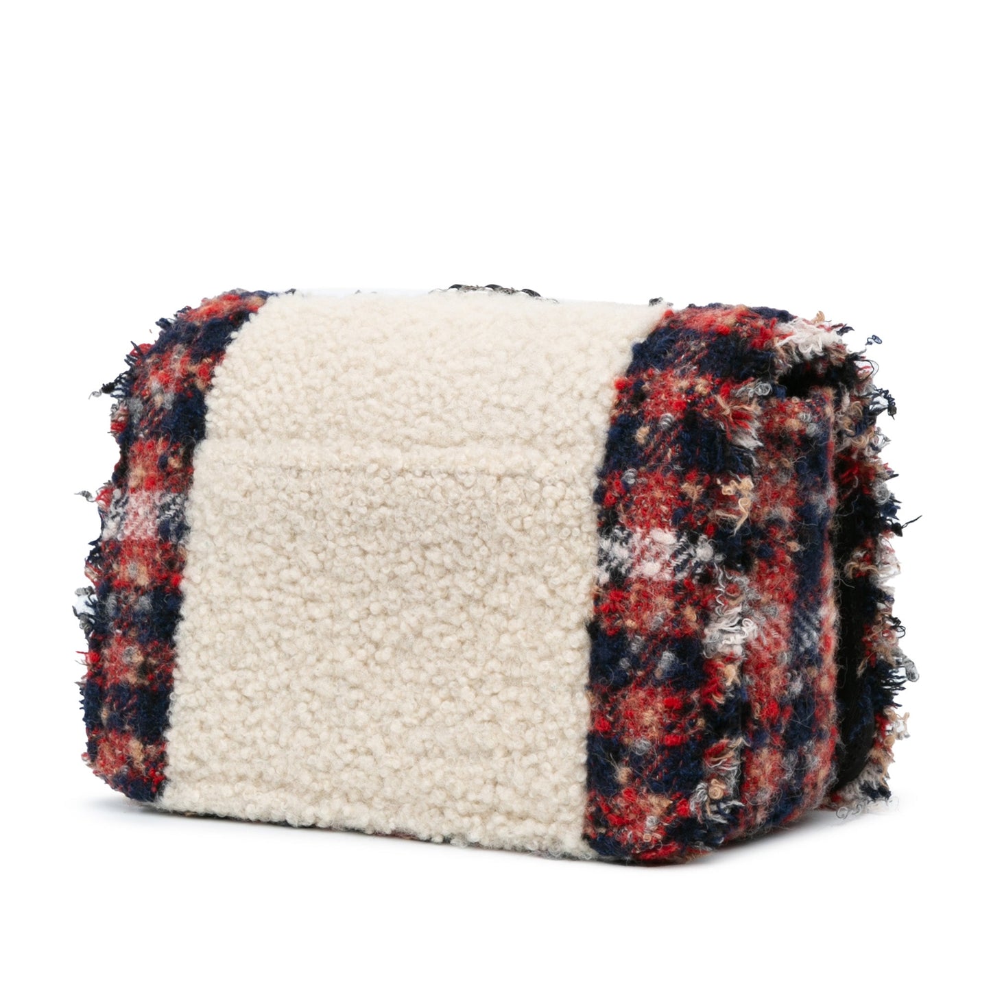 Multicolor Chanel CC Tweed and Shearling Single Flap Crossbody Bag