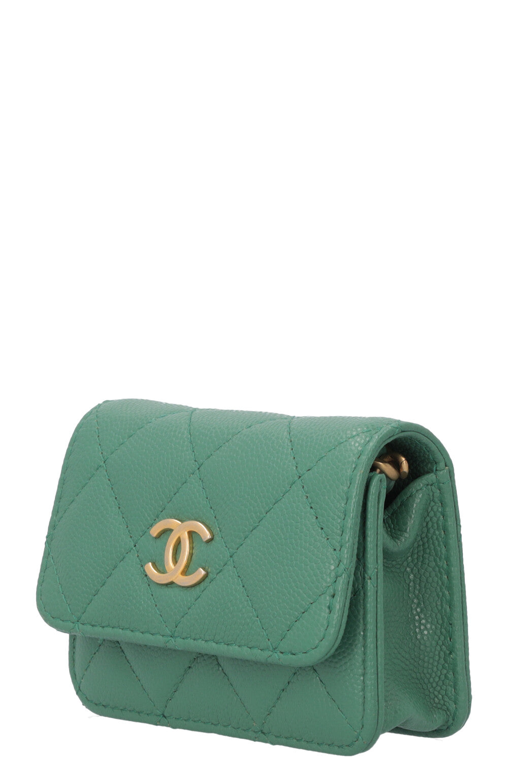 CHANEL Mini Charm Crossbody Bag Caviar Green