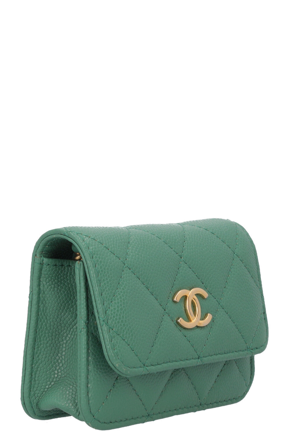 CHANEL Mini Charm Crossbody Bag Caviar Green