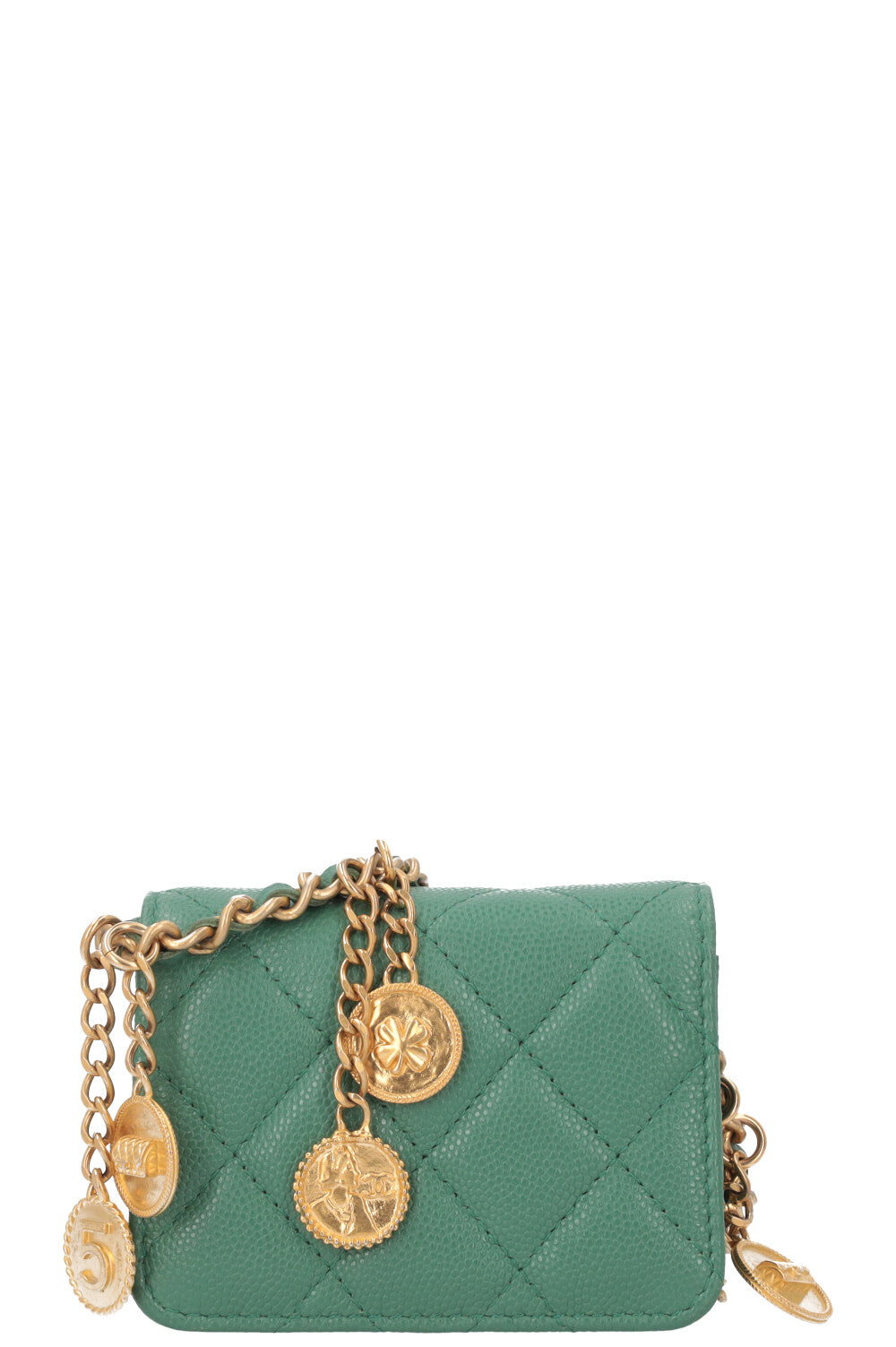 CHANEL Mini Charm Crossbody Bag Caviar Green