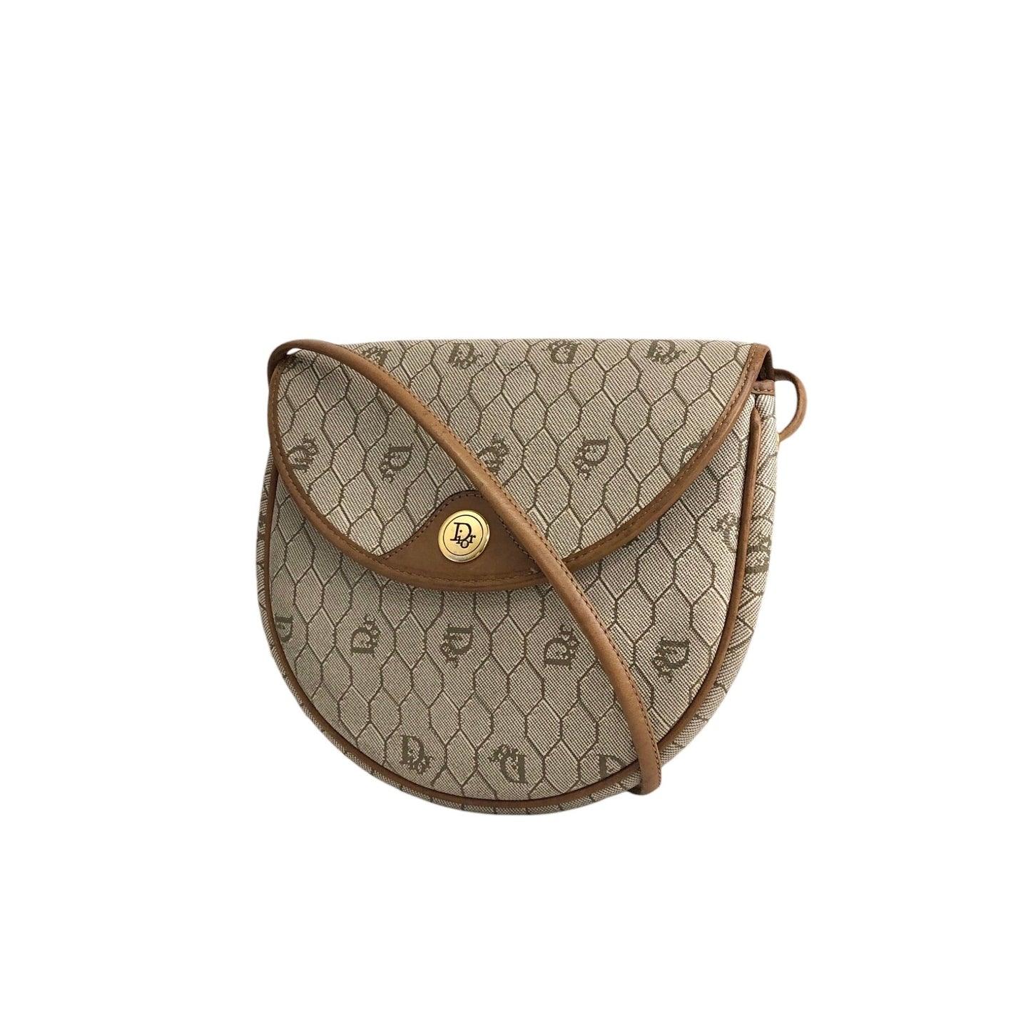 Christian Dior Honeycomb Pattern Shoulder bag Beige Vintage 6kz754