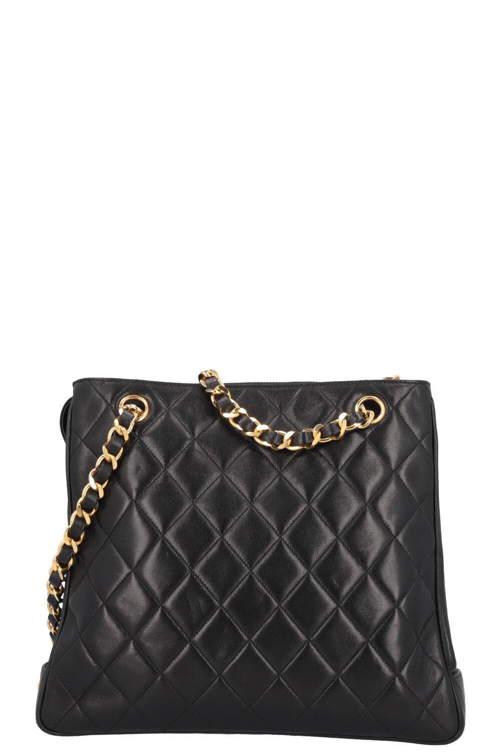 CHANEL Vintage CC Quilted Tote Bag Black