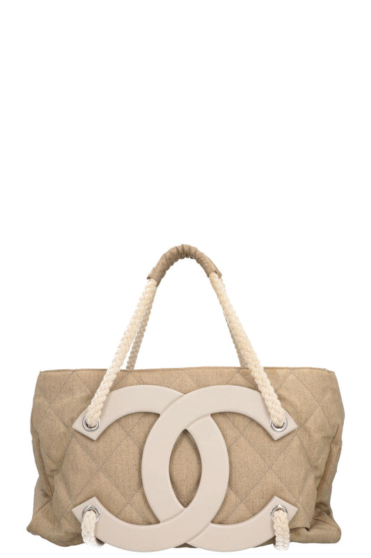 CHANEL 2008 Cruise Yacht CC Tote Bag Beige