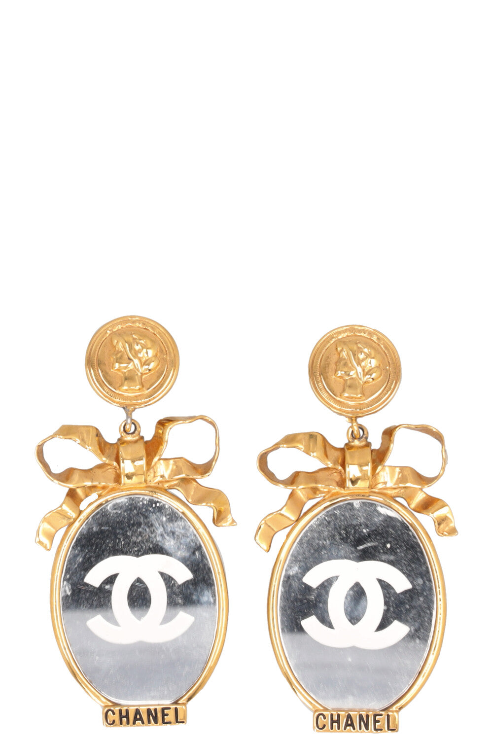 CHANEL Earrings Bow Mirror