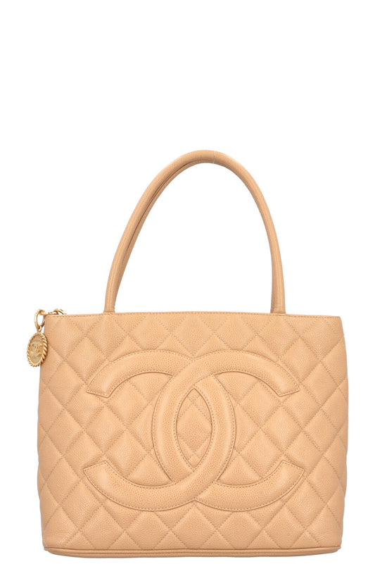 CHANEL Medaillon Tote Caviar Beige