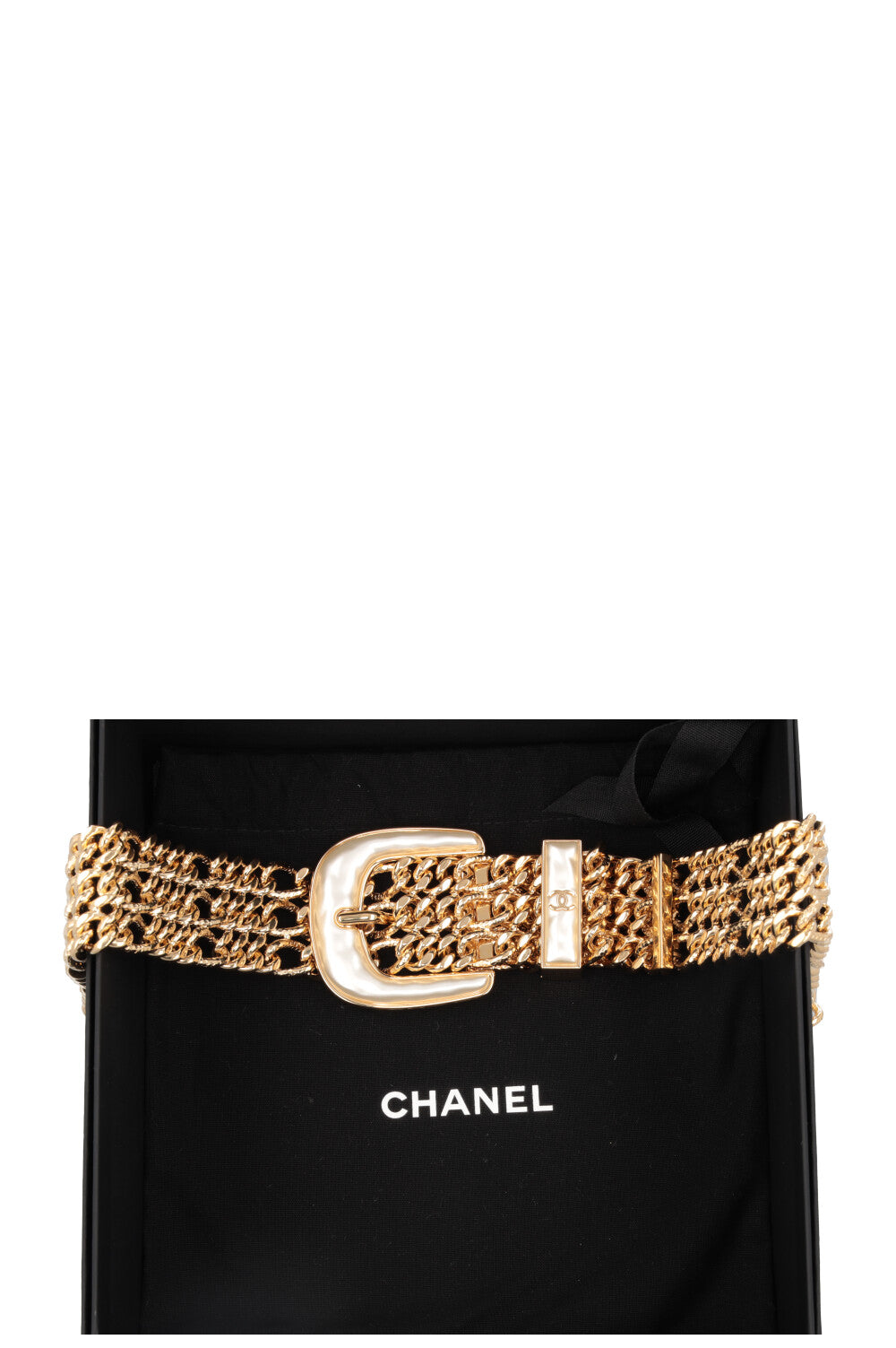 CHANEL Chain Mother of Pearl Belt Gold