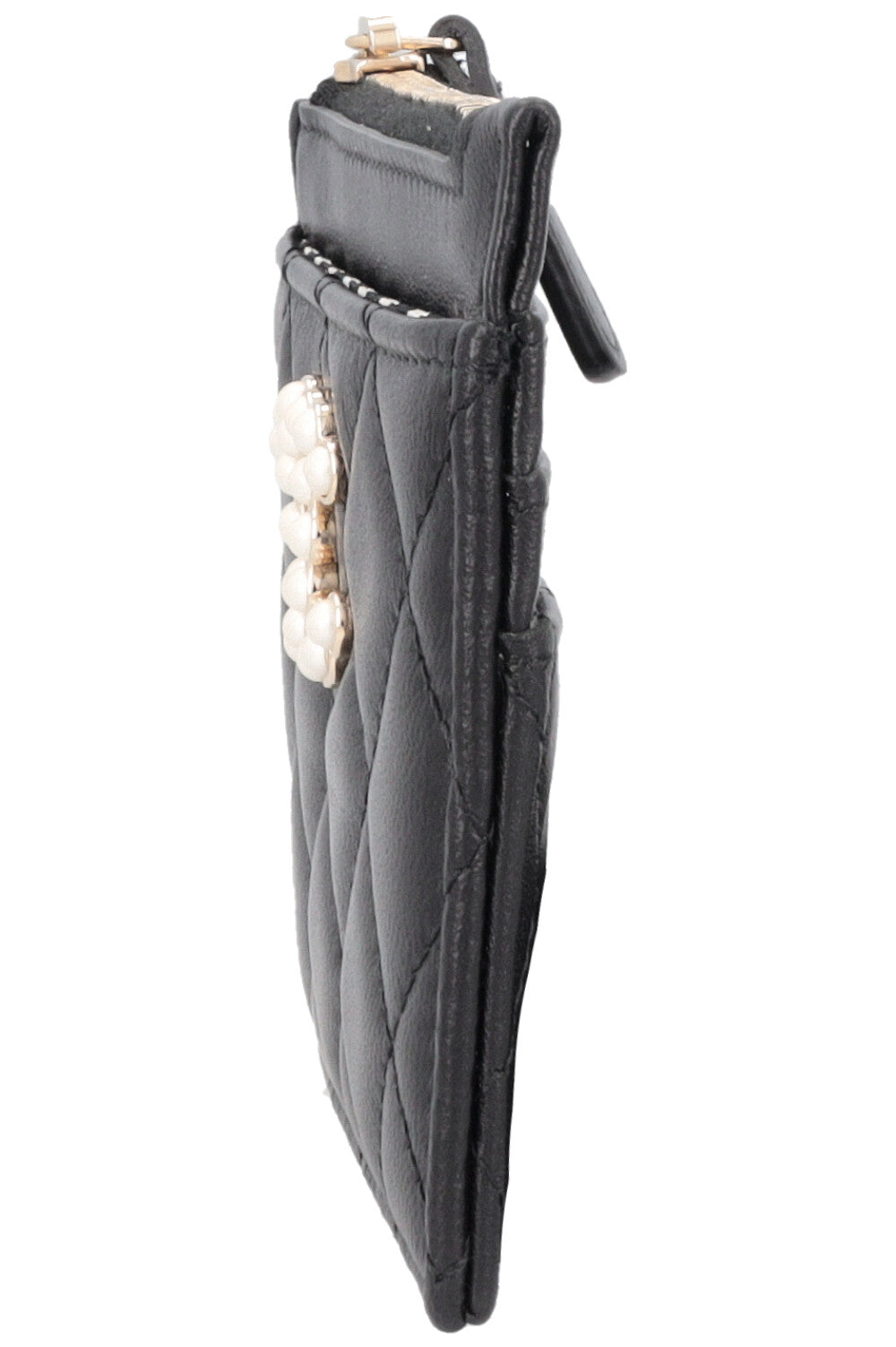 CHANEL CC Pearls Card Holder Black