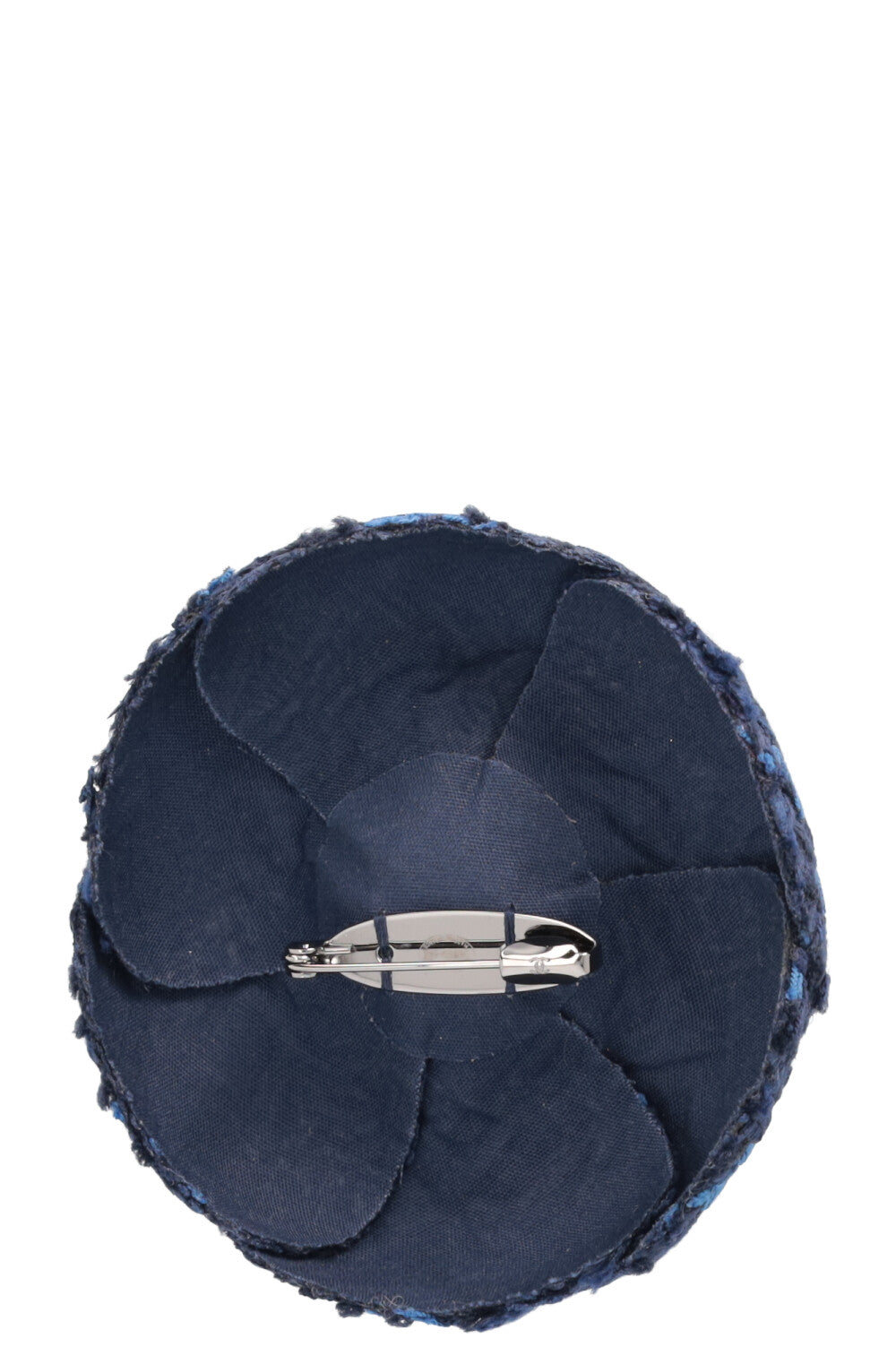 CHANEL Camellia Brooch Tweed Blue