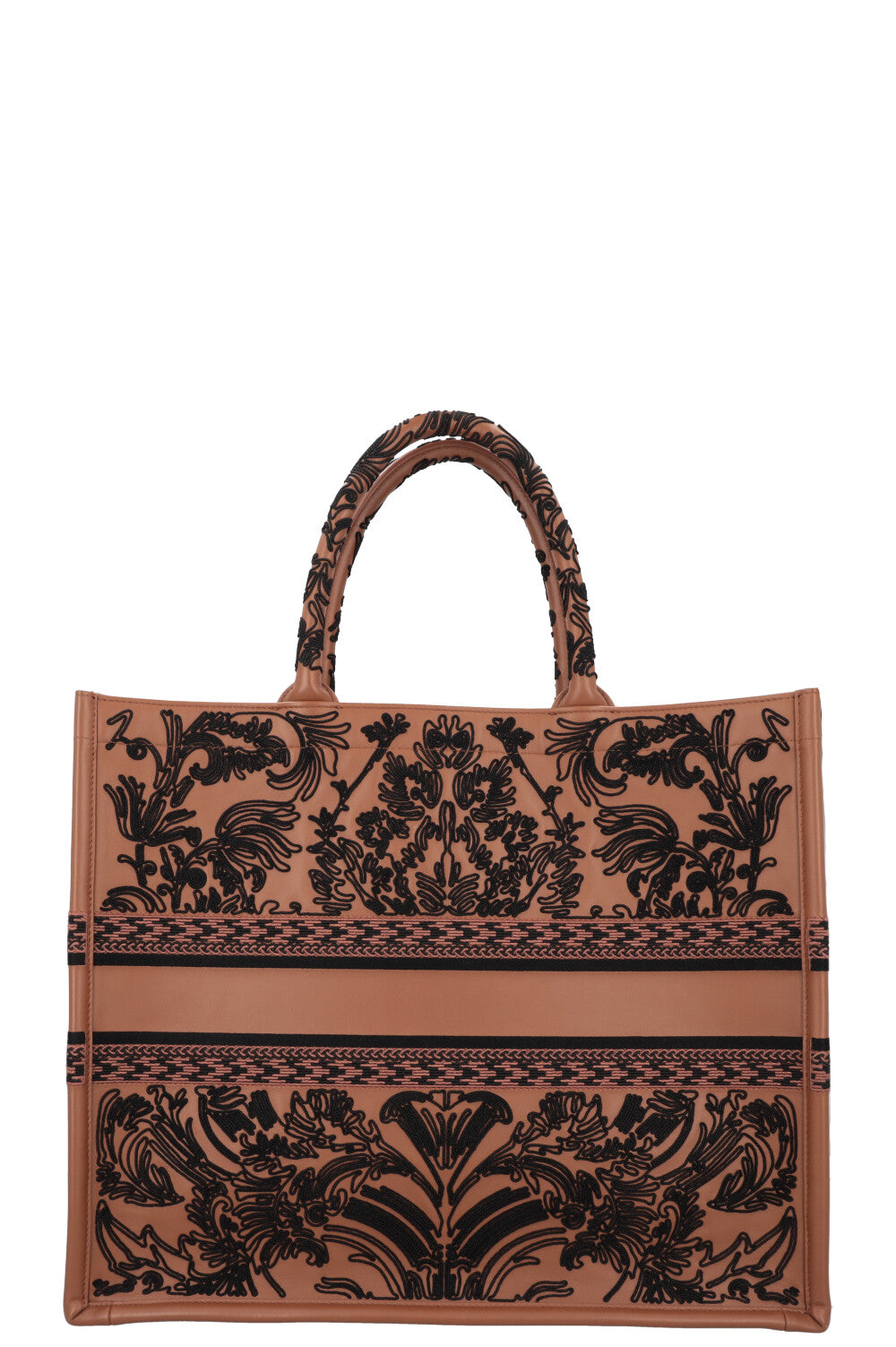 CHRISTIAN DIOR Large Book Tote Leather Brown Black