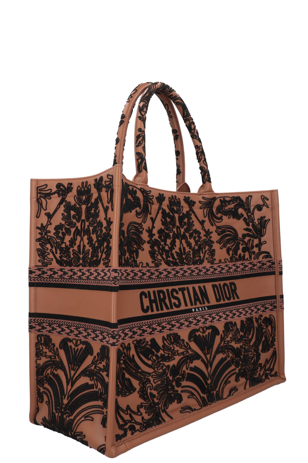 CHRISTIAN DIOR Large Book Tote Leather Brown Black