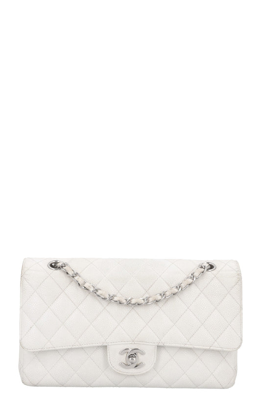 CHANEL Classic Double Flap Bag Medium White