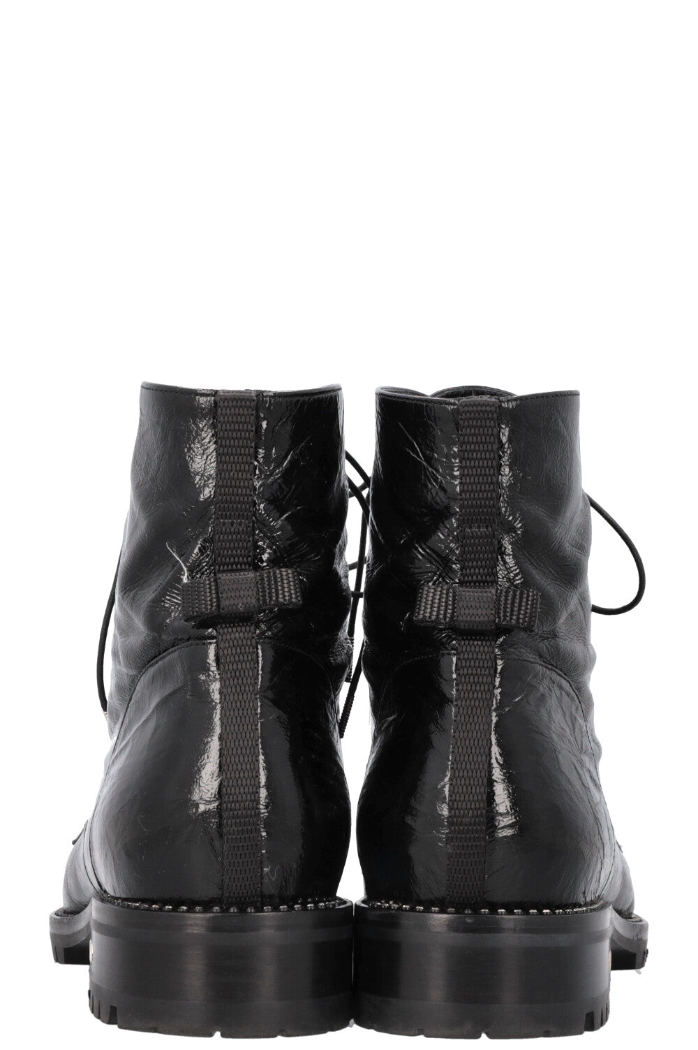 CHRISTIAN DIOR Rebelle Boots Black Crinkled Patent Leather