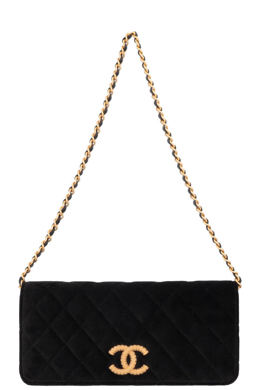 CHANEL 2023 Crossbody Bag Velvet Black