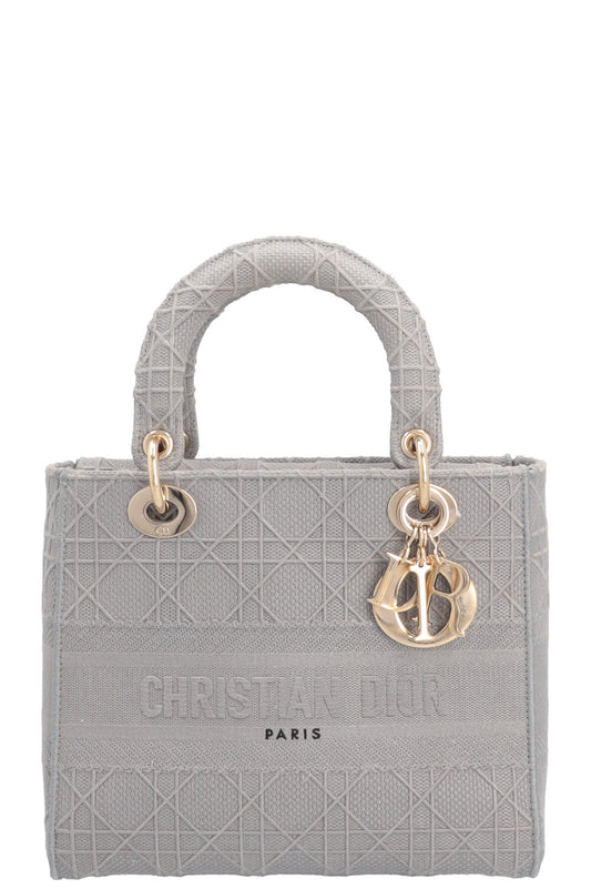 CHRISTIAN DIOR Lady D-Lite Cannage Canvas Grey