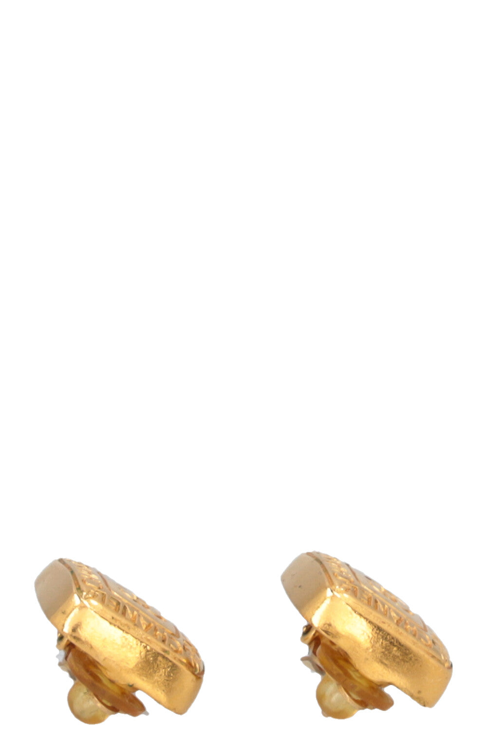CHANEL 1999 CC Square Ear Clips Gold