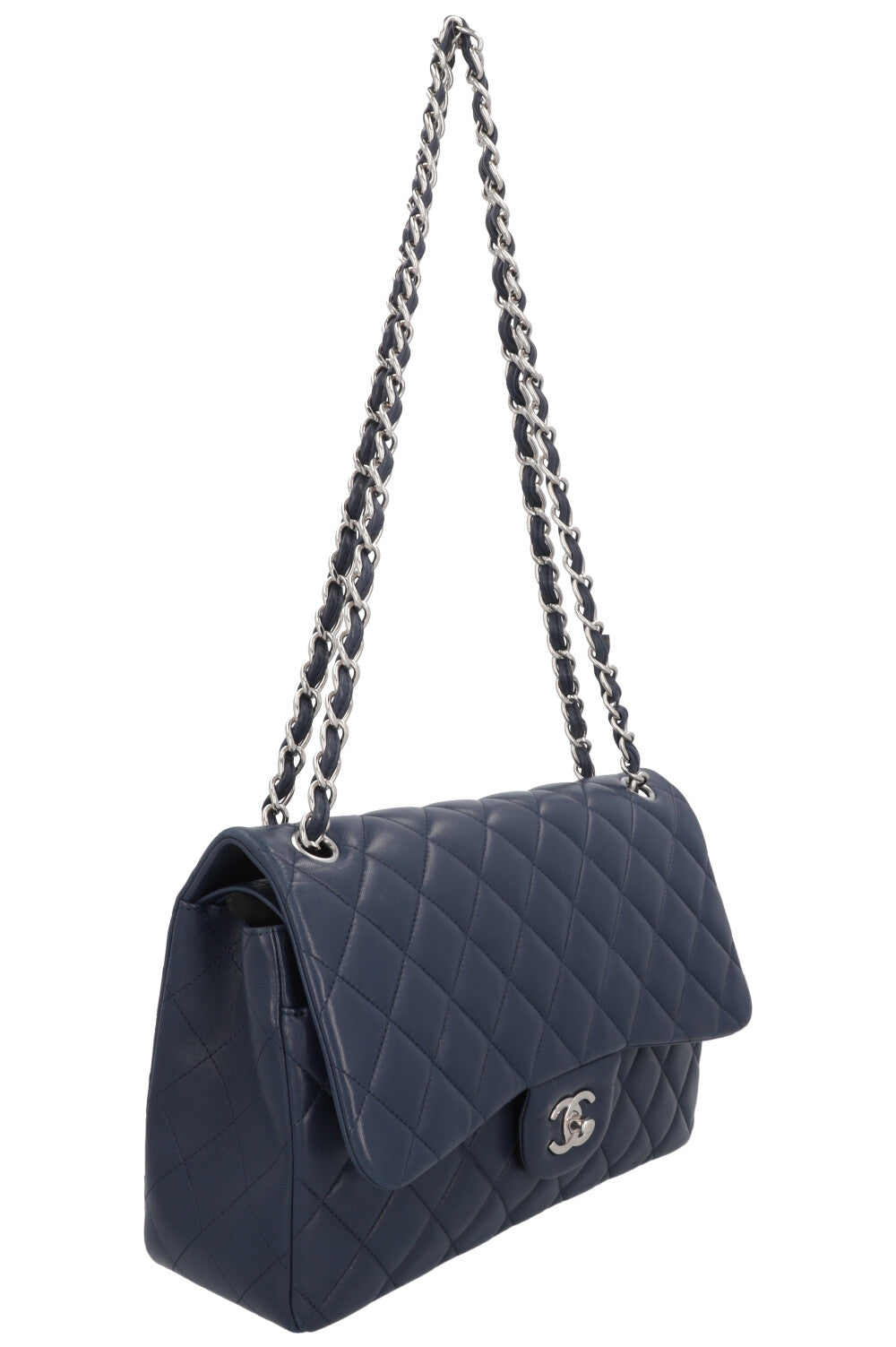 CHANEL Double Flap Bag Large Navy