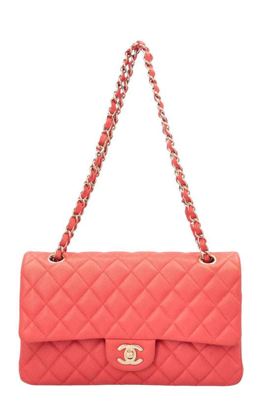 CHANEL Double Flap Bag Medium Caviar Apricot