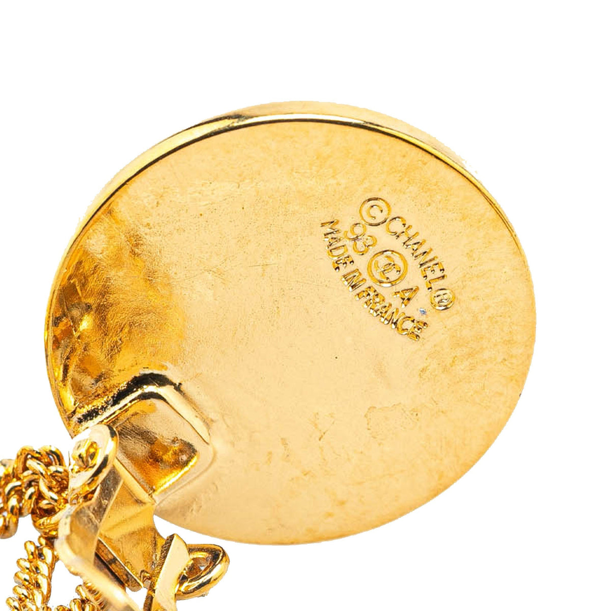 Gold Chanel CC Gold Plated Flap Bag Drop Clip On Earrings