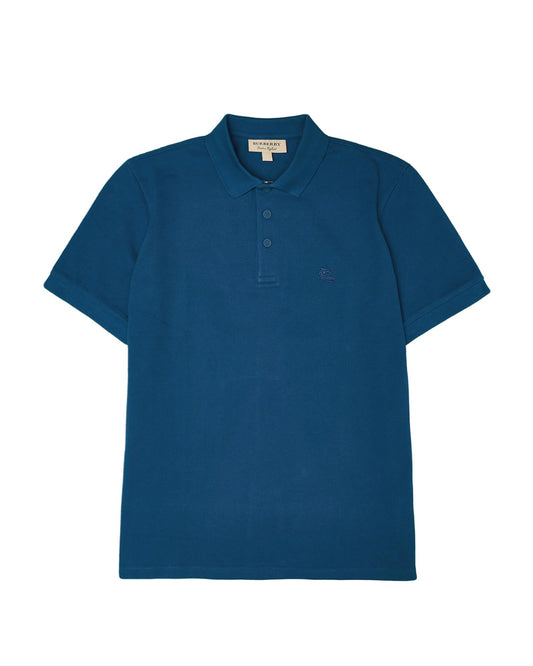 Burberry Short Sleeve Polo Shirt Men Aquamarine Blue Regular XL Aquamarine Blue