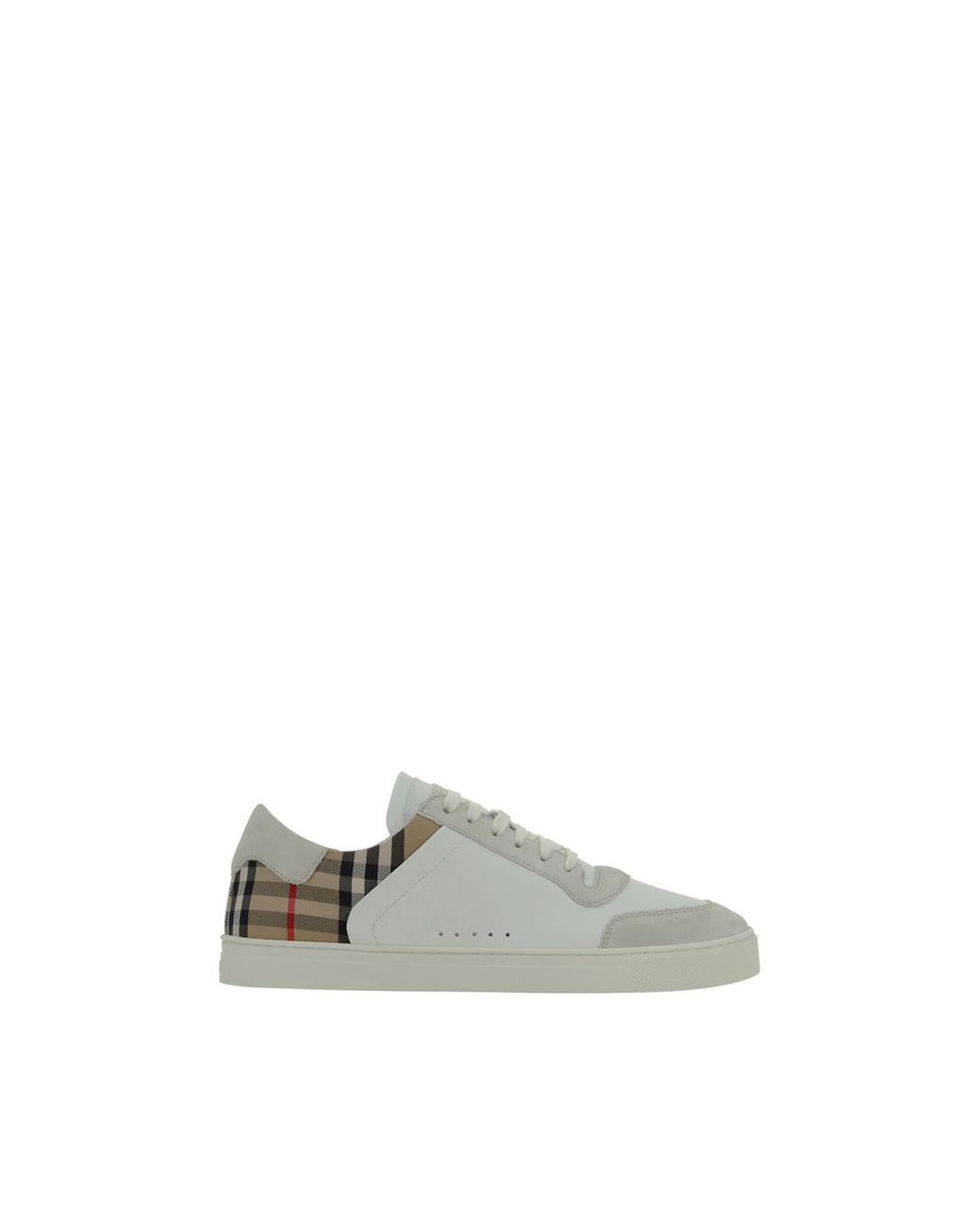 Burberry Arthur Leather and Check Sneakers Men White White