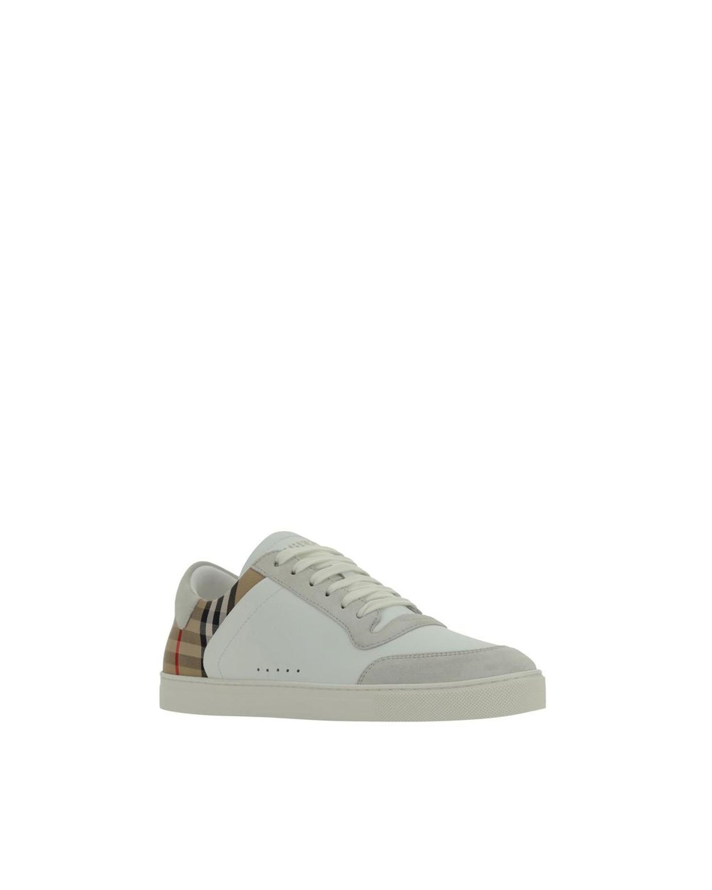 Burberry Arthur Leather and Check Sneakers Men White