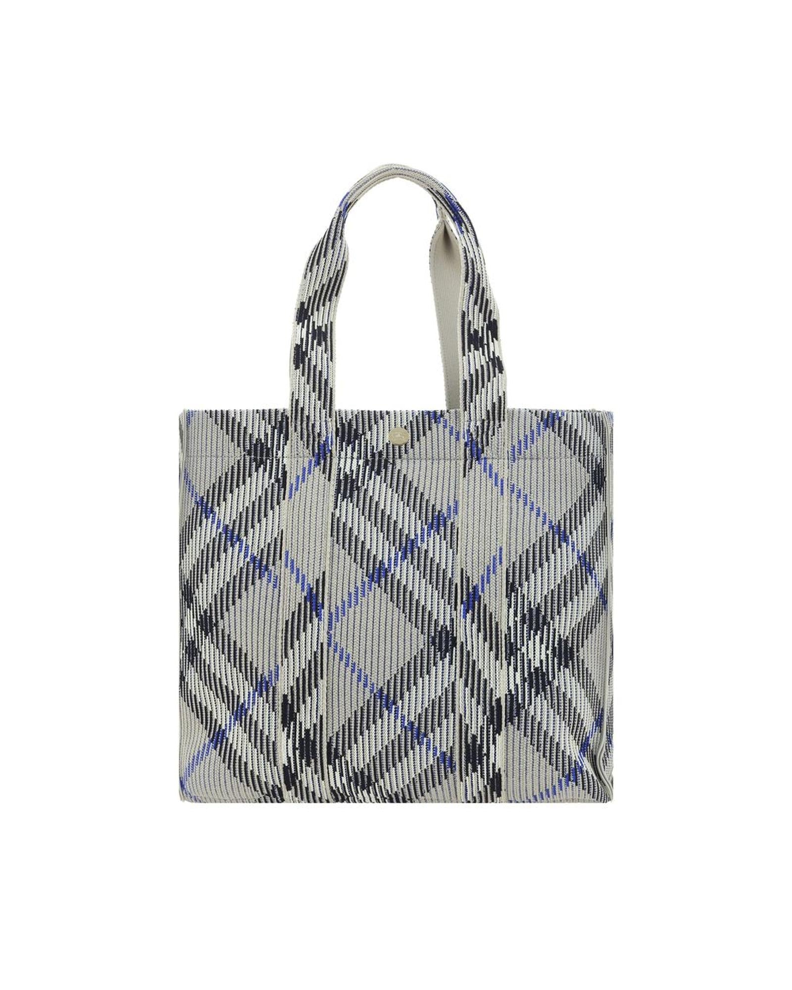 Burberry Woven Plaid Tote Bag Women Gray Shoulder Bags ONE SIZE Gray