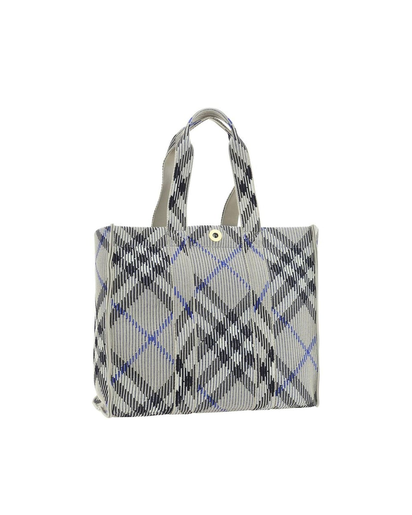 Burberry Woven Plaid Tote Bag Women Gray Shoulder Bags