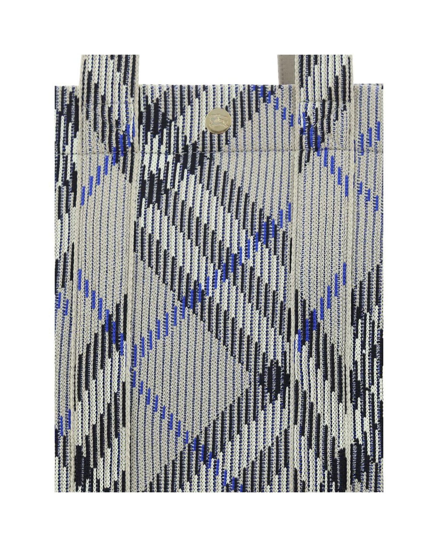 Burberry Woven Plaid Tote Bag Women Gray Shoulder Bags