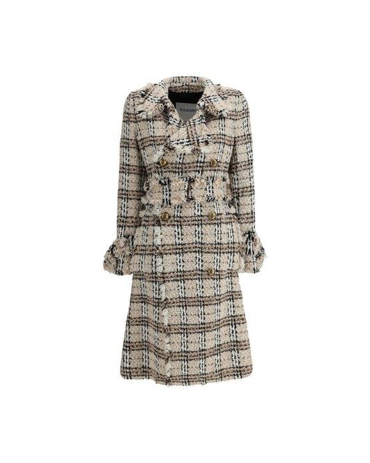 Burberry Tweed Check DoubleBreasted Coat Women Multicolor Jackets & Coats One Size Fits All Multicolor