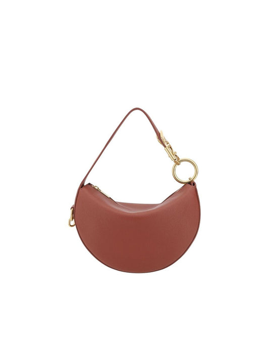 Burberry HalfMoon Leather Shoulder Bag Women Bordeaux ONE SIZE Bordeaux