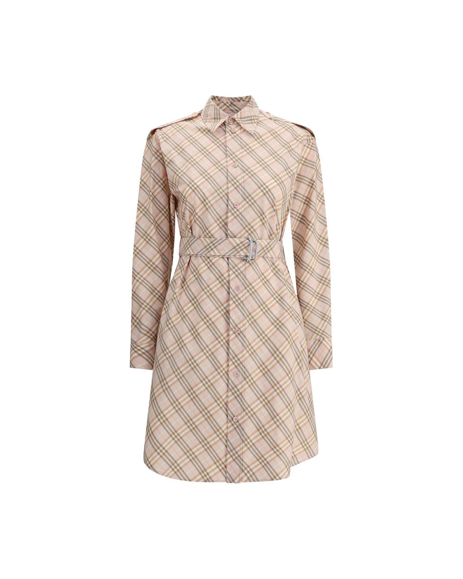Burberry Shirt Dress Plaid Mini Women Multicolor Dresses One Size Fits All Multicolor