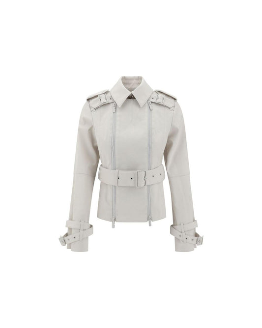 Burberry Belted Leather Trench Coat Women Beige One Size Fits All Beige