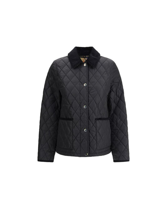 Burberry Quilted Jacket Snap Button Closure Women Black Jackets & Coats Black