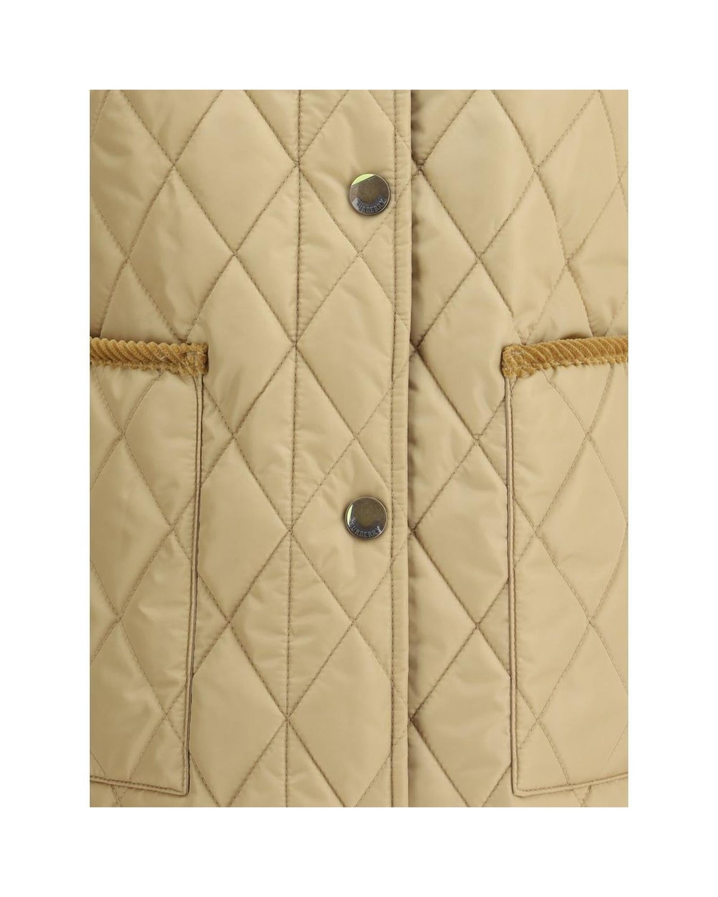 Burberry Quilted Jacket Corduroy Collar Women Beige Jackets & Coats